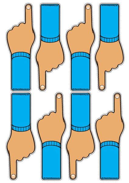 Printable word spacing finger guides. Set of left and right pointed fingers to help children ...