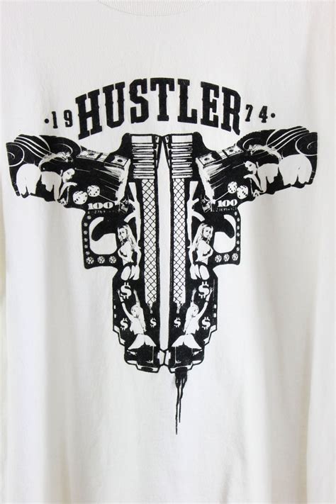 Retro 90s Mens Black White Hustler Art Print Tee by gogovintage