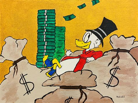 Money Painting Original Art Scrooge McDuck Canvas Art Dollars | Etsy