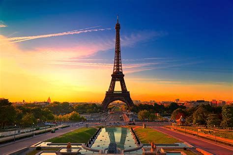 HD wallpaper: Eiffel Tower, Paris France, sunset, the city, colorful ...