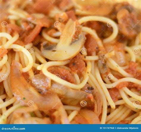 Spaghetti Bolognese with Mushrooms Stock Photo - Image of gourmet, beef ...