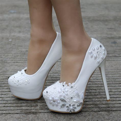 Buy Crystal Queen New High Heels Bridal Wedding Shoes White Rhinestones ...