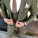 MEN OLIVE GREEN Suits 3 Piece Wedding Groomsmen Party Wear Dinner ...