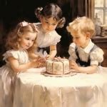 Vintage Kids Birthday Party Art Free Stock Photo - Public Domain Pictures