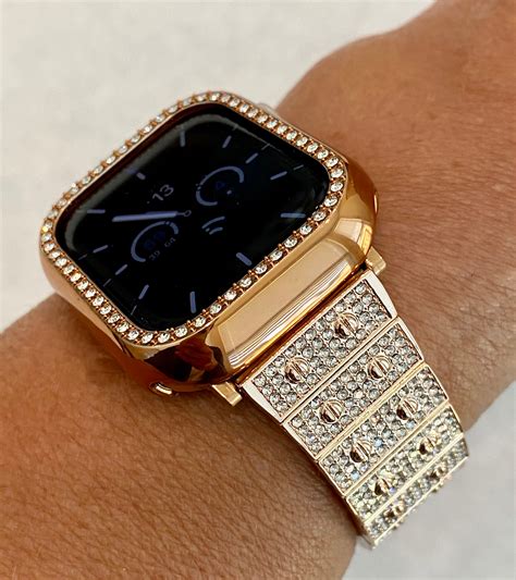 Rose Gold Apple Watch Band 41mm 45mm Series 7 Swarovski - Etsy