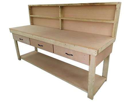 Wooden Workbench MDF Top With Drawers and Back Panel India | Ubuy