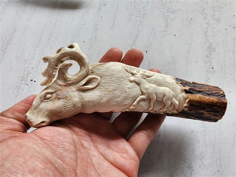 Deer Antler Carving Deer for Knife Handle Antler - Etsy