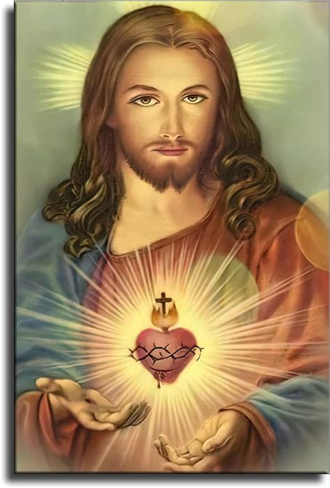 YOSON Póster de imagen católica del Sagrado Corazón de Jesús, cuadro ...