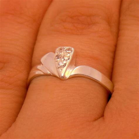 Sólido plata de ley cúbica Zirconia Fancy Heart Ring 925 | Etsy