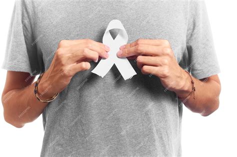 Premium Photo | White lung cancer awareness ribbon symbol