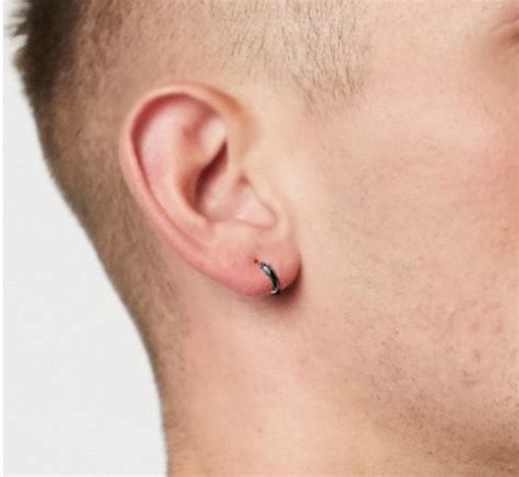 Cartilage Earring for Men Black Huggie Hoops 10mm Endless - Etsy