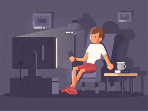 Illustration dynamics-Boy watching TV by DTBlack04 on Dribbble