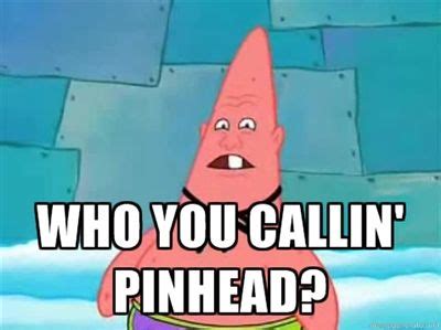 "Who you callin' pinhead?" -Patrick Star | Spongebob funny, Patrick ...