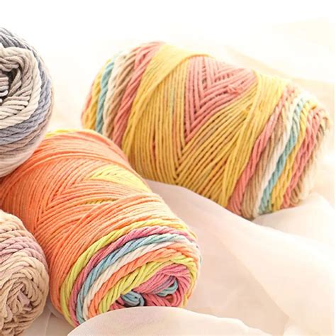 100grams-Rainbow-Color-Hand-woven-Cotton-Yarn-Soft-Crochet-Thick-Yarn ...