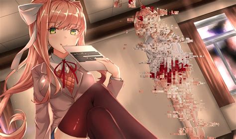 DDLC Monika HD Wallpaper: Glitch in Reality