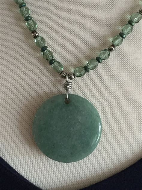 Green Aventurine Pendant, Aventurine Jewelry, Light Green, Gemstone, Czech Bead, Necklace ...