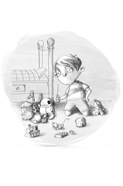 ÇİZİKTİR: Childrens book illustration, sad kid an his toys