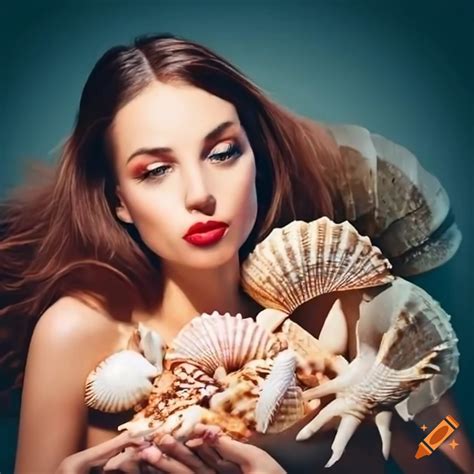 Glamorous woman with seashells