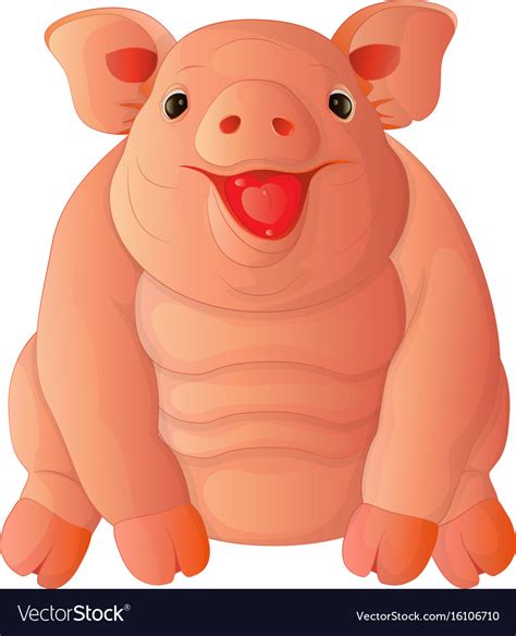 Cartoon fat cheeful pig Royalty Free Vector Image