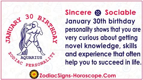 January 30 Zodiac (Aquarius) Horoscope Birthday Personality and Lucky Things