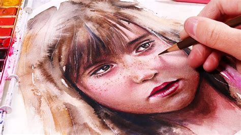 How to Paint Portraits with WATERCOLORS + COLORED PENCILS - YouTube