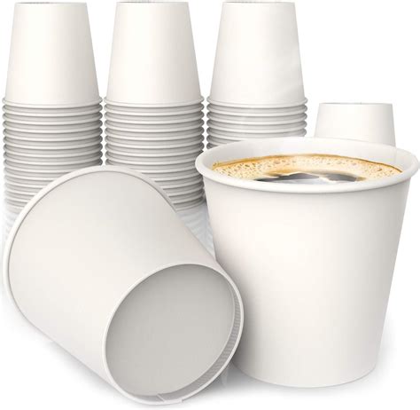 6 oz All-Purpose White Paper Cups (50 ct) - hot Beverage Cup for Coffee Tea Water and Cold ...