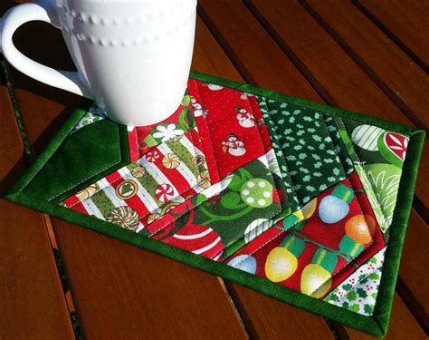 Quilted Christmas Mug Rug: friendship braid mini quilt secret | Etsy Beach Wedding Candles ...