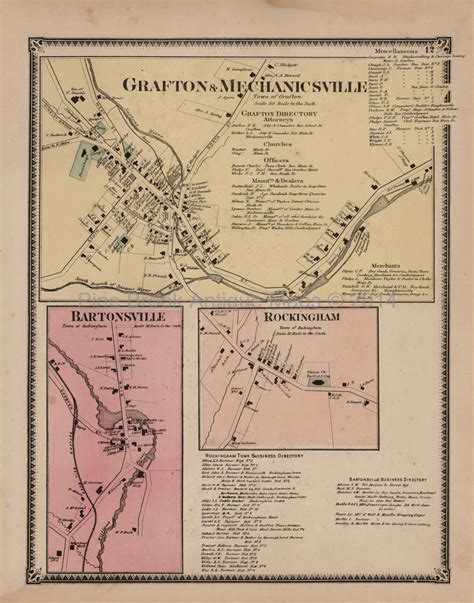 Springfield Vermont Vintage Map Beers 1869 Original Vermont Decor ...