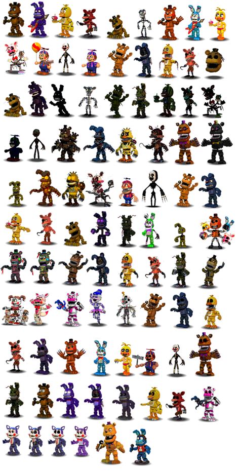 Fnaf (Canon and Fan-made) Characters Canon V1(Old) by Educraft on DeviantArt