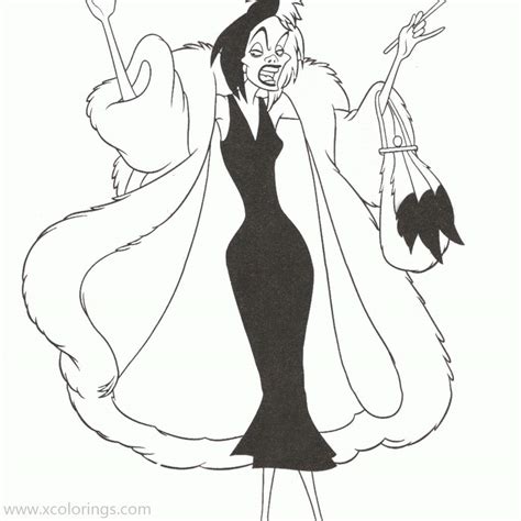 Disney Villains Coloring Pages Cruella De Vil - XColorings.com