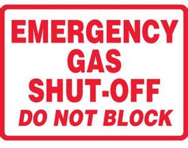 Plastic Emergency Gas Shut-Off Sign - 7"h x 10"w EMERGENCY GAS SHUT-OFF ...