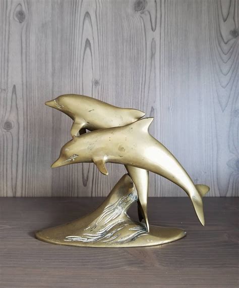 Vintage brass dolphin statue | dolphin figurine | brass animal | gift for dolphin lover ...