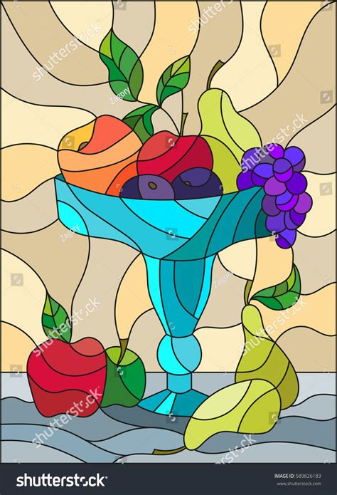 Стоковая векторная графика «Illustration Stained Glass Style Still Life» (без лицензионных ...