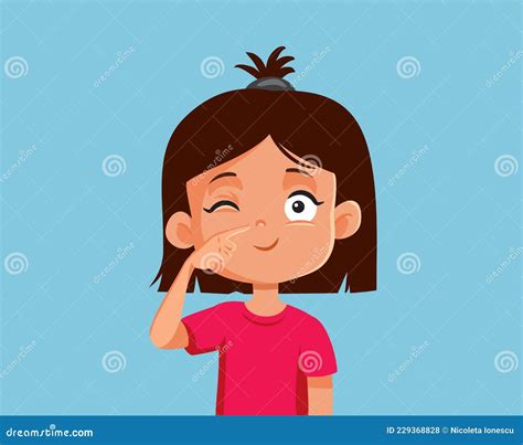 Little Girl Pointing To Her Nose Vector Cartoon Stock Vector ...