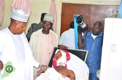 Photos: Borno state governor, Kashim Shettima, visits scene of multiple ...