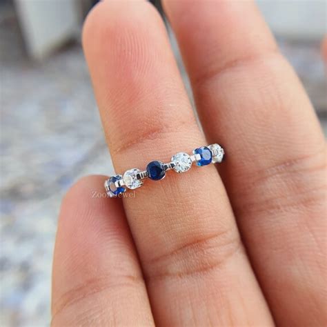 Platinum Sapphire Wedding Band 14k Gold Sapphire and - Etsy