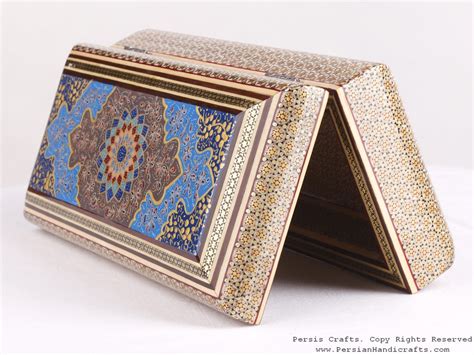 Khatam Jewelry Box with Tazhib Painting - HKH3602 - Persiada