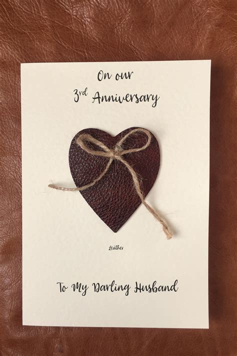 Personalised 3rd Wedding Anniversary Card Leather Anniversary ...