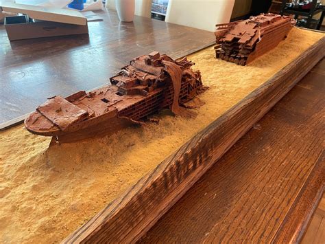 Titanic Wreckage Diorama / 1/350 Scale / Custom Oak Display | Etsy