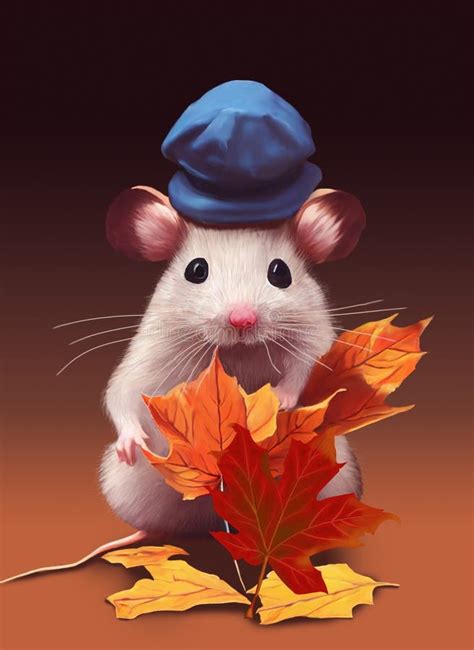 Cute Mice in Autumn. Mouse Cartoon Character, Funny Animal Stock Photo ...