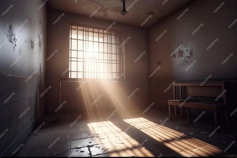 Premium AI Image | Prison cell with rays of light from the window