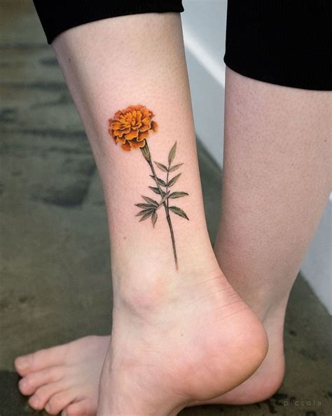 October Birth Flower Tattoos 2021080203 - October Birth Flower Tattoos: Marigold and Cosmos ...