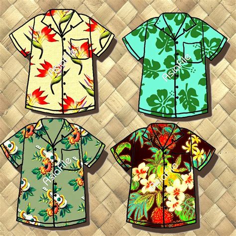 Digital Art, Vintage Hawaiian Shirts, Aloha Shirts, 1.5 inch, Embellishments, Printable Download ...