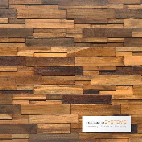 Realstone Systems Reclaimed Wood 1/2 in. x 24 in. x 12 in. Multi Teak ...