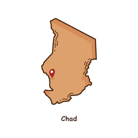 Premium Vector | Hand drawn map of chad with brown color modern simple ...