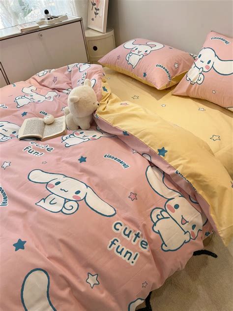 Cute Cartoon Cat Pink Cotton Duvet Cover Set Bedding Set Pink - Etsy