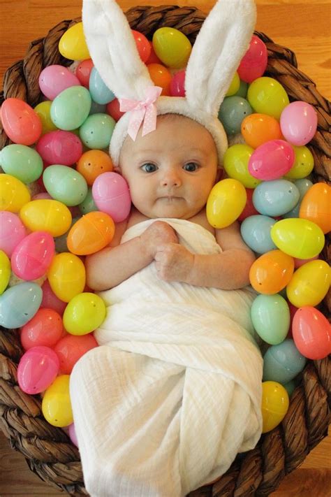 Baby 3 months in Easter Eggs | Baby easter pictures, Holiday baby ...