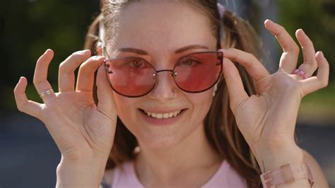 Close-up Of Girl's Face In Sunglasses Stock Footage SBV-348736914 ...