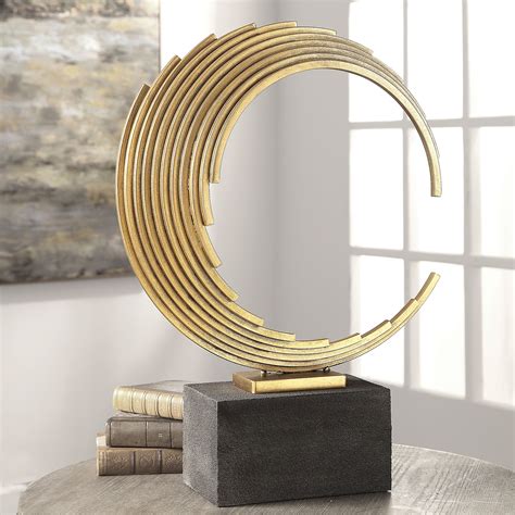 Uttermost Saanvi Curved Gold Rods Sculpture, Silver | Sculpturen, Kunst sculpturen, Metaalkunst