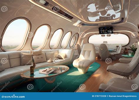 Private Jet S Futuristic Modern Interior, Where Sleek Design Elements ...